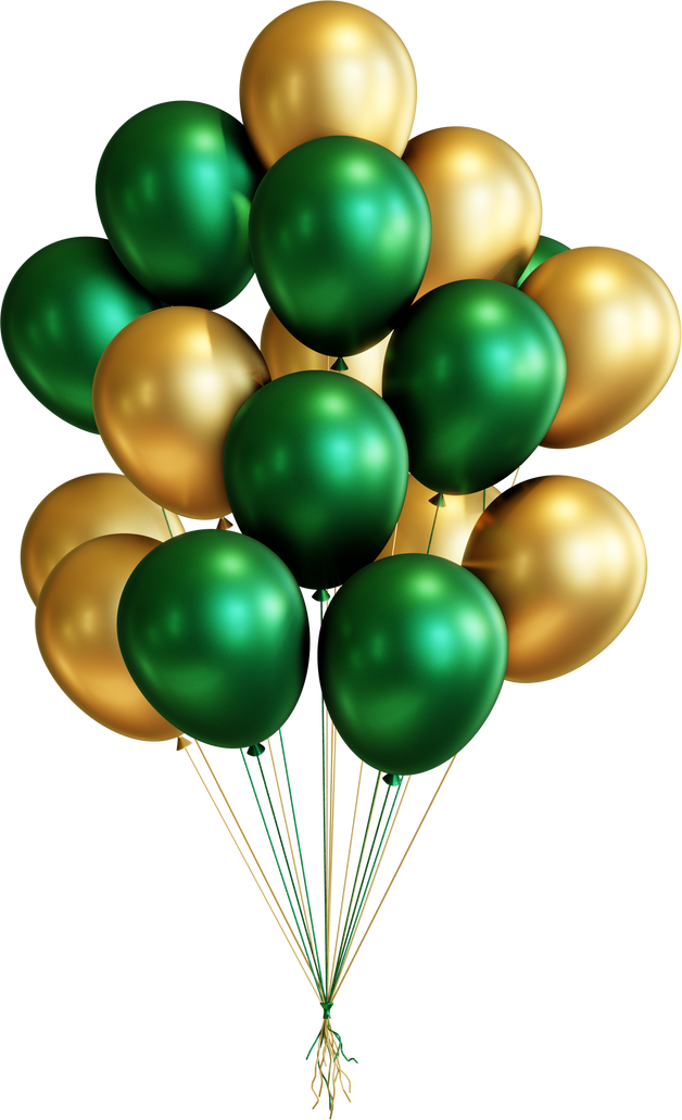 3D Green and Gold Balloons